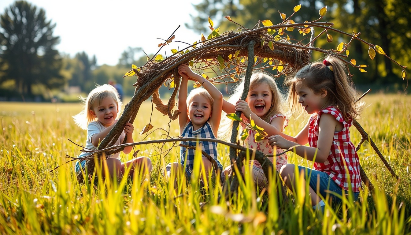 Hrajte si s dětmi pod dřevěnou pergolou